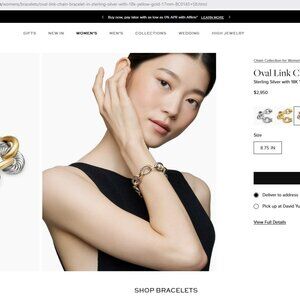 David Yurman XL SS & 18K Gold Oval Link Bracelet